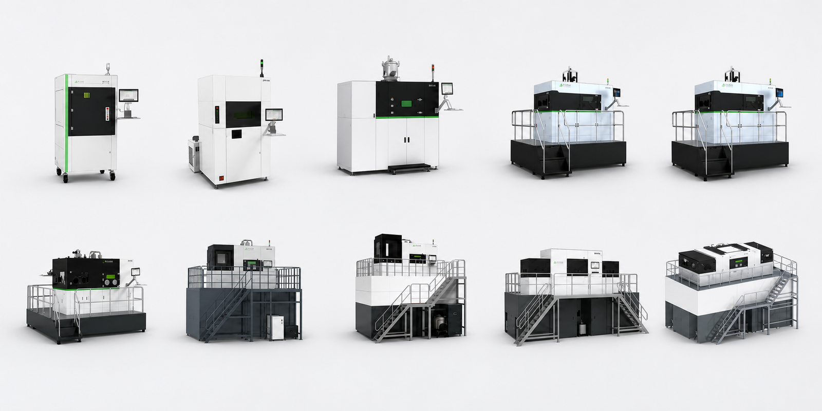 SP-series platforms and powder systems. / SP 系列設備與粉末處理系統。
